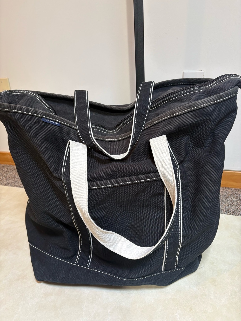Lands End XLG zipper canvas tote